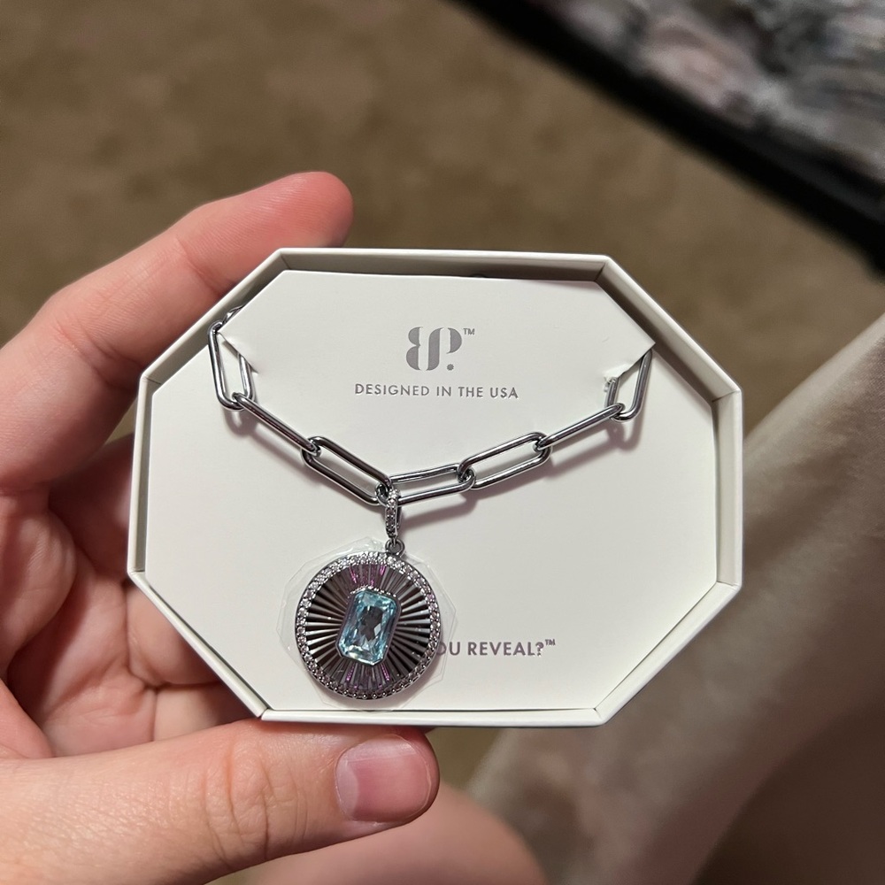Hematite and Aquamarine Pendant Necklace